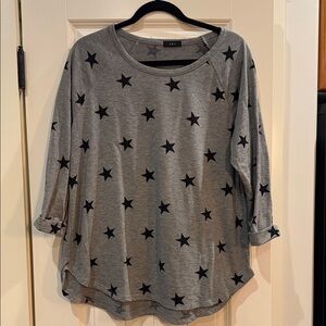 Stylish Gray Star Long Sleeve Women's Top